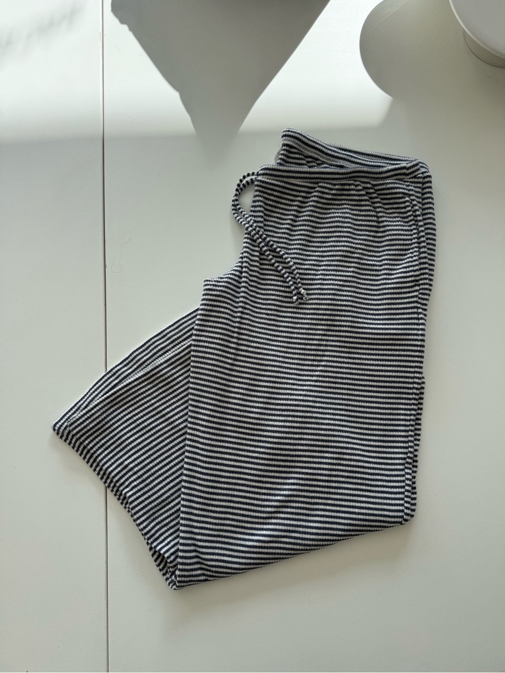 Hollister Navy & White Striped Lounge Pants - Drawstring Waist